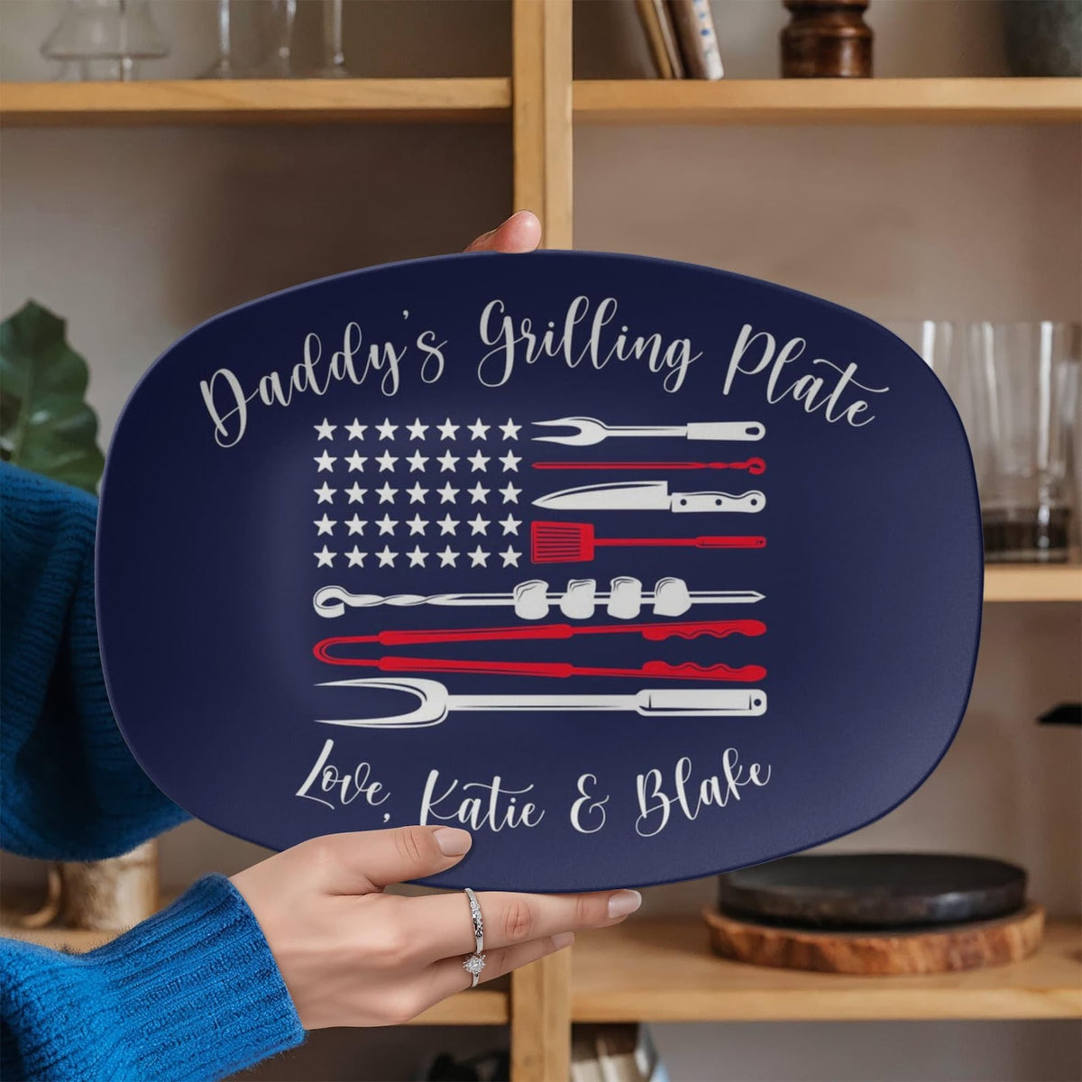 Personalized Dad Grilling Platter, Patriotic America's 250th 1776 2026 BBQ Plate, Custom Grill Master Gift, Fathers Day Gift, Birthday gift