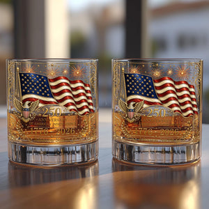 Personalized America 250 Whiskey Glass, USA 250th Anniversary Gift, Patriotic Bourbon Glass, Fourth of July Whiskey, Independence Day Glass