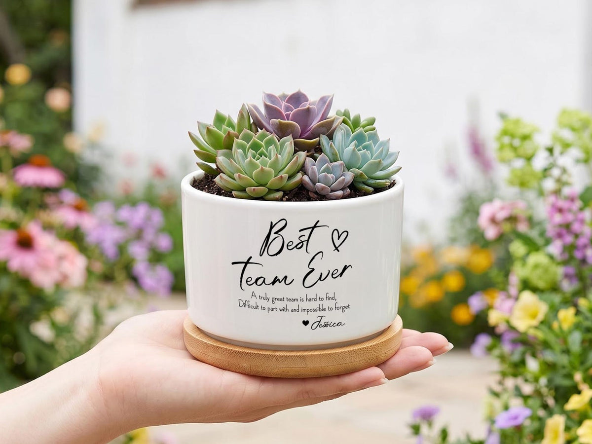 Personalized Gift Planter, Custom Flower Pot with Message, Plant Lover Gift for Teacher Mom Coworker Friend