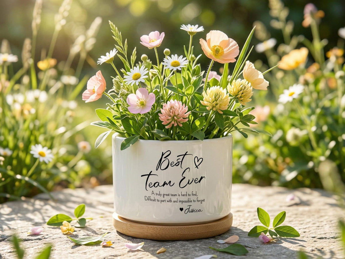 Personalized Gift Planter, Custom Flower Pot with Message, Plant Lover Gift for Teacher Mom Coworker Friend