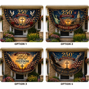 USA 250th Anniversary Patriotic Bunting Banner, America 1776 2026 Semicircle Fence Flag, Christian Freedom Porch Decor, Fourth of July Decor