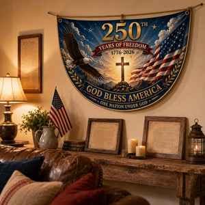 USA 250th Anniversary Patriotic Bunting Banner, America 1776 2026 Semicircle Fence Flag, Christian Freedom Porch Decor, Fourth of July Decor