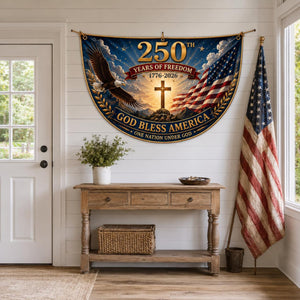 USA 250th Anniversary Patriotic Bunting Banner, America 1776 2026 Semicircle Fence Flag, Christian Freedom Porch Decor, Fourth of July Decor