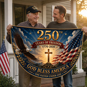 USA 250th Anniversary Patriotic Bunting Banner, America 1776 2026 Semicircle Fence Flag, Christian Freedom Porch Decor, Fourth of July Decor