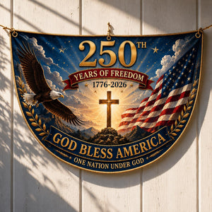 USA 250th Anniversary Patriotic Bunting Banner, America 1776 2026 Semicircle Fence Flag, Christian Freedom Porch Decor, Fourth of July Decor