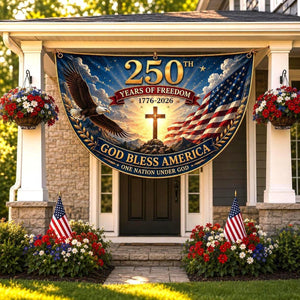 USA 250th Anniversary Patriotic Bunting Banner, America 1776 2026 Semicircle Fence Flag, Christian Freedom Porch Decor, Fourth of July Decor