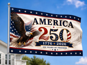 America 250th Anniversary Patriotic Outdoor Flag, Eagle Independence Day Banner, 1776-2026 USA House Flag, Freedom Flag, Outdoor Banner