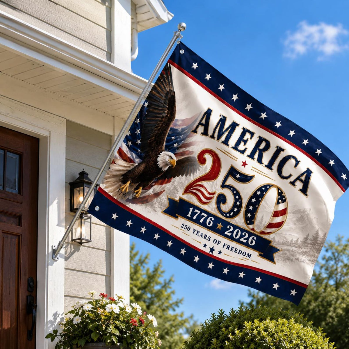 America 250th Anniversary Patriotic Outdoor Flag, Eagle Independence Day Banner, 1776-2026 USA House Flag, Freedom Flag, Outdoor Banner