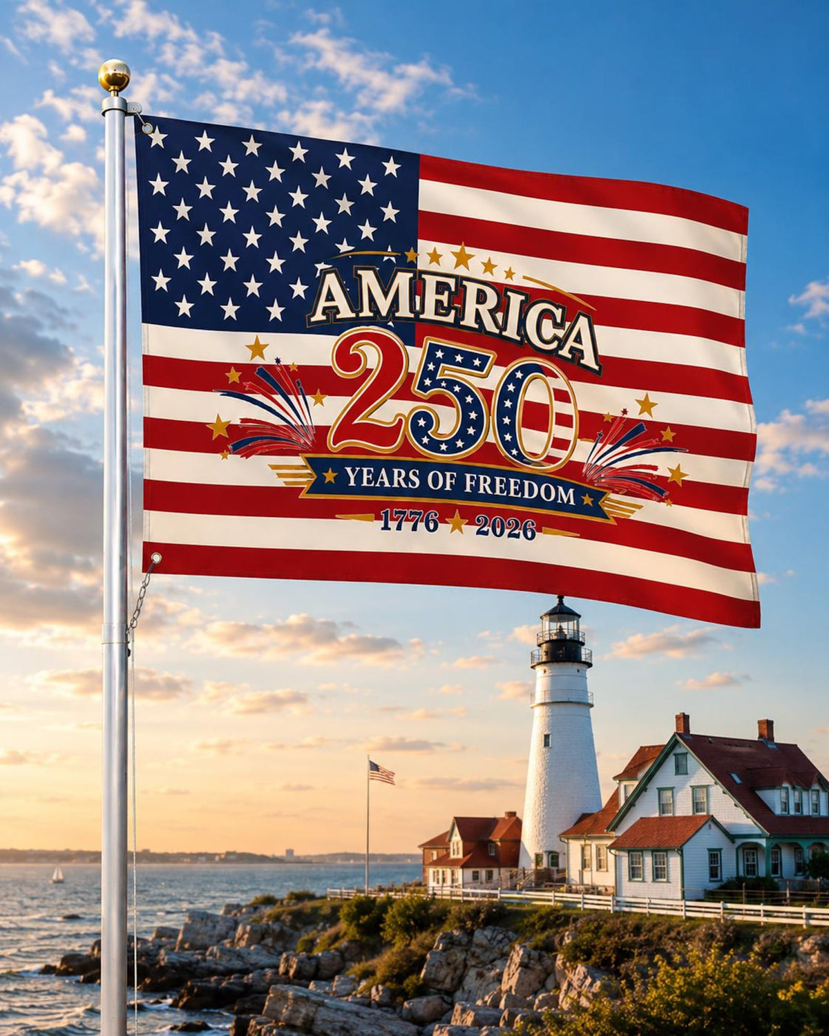 America 250th Anniversary Patriotic Outdoor Flag, Eagle Independence Day Banner, 1776-2026 USA House Flag, Freedom Flag, Outdoor Banner