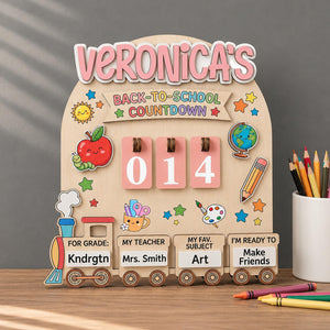 Personalized Back to School Countdown Sign, First Day of School Countdown Board, Custom Kids School Sign, Back to School Tracker for Kids