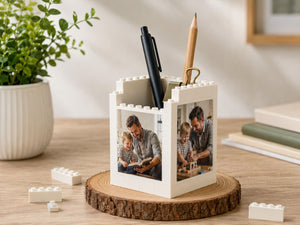 Custom Brick Pencil Pot Personalized Photo Desk Organizer for Dad, Father's day gift for dad grandpa