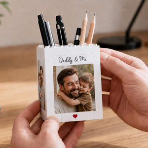 Custom Brick Pencil Pot Personalized Photo Desk Organizer for Dad, Father's day gift for dad grandpa