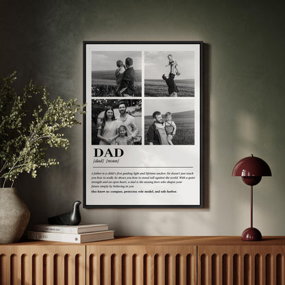 Dad Definition Canvas Wall Art With Custom Photo Collage, Fathers Day Nostalgic Poster