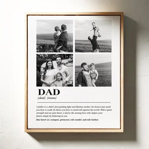 Dad Definition Canvas Wall Art With Custom Photo Collage, Fathers Day Nostalgic Poster