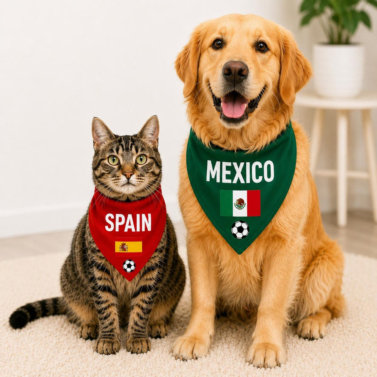 Dog & Cat Soccer Bandana with Country flag, Personalized Pet Scarf, International football fan accessory, Team spirit pet gift Worldcup Fan