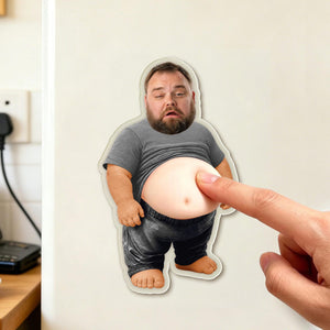 Personalized Funny Daddy Face Squishy Belly Fridge Magnet, Father's Day Gift For Husband, Custom Dad Photo Squeeze Magnet, Kitchen Decor