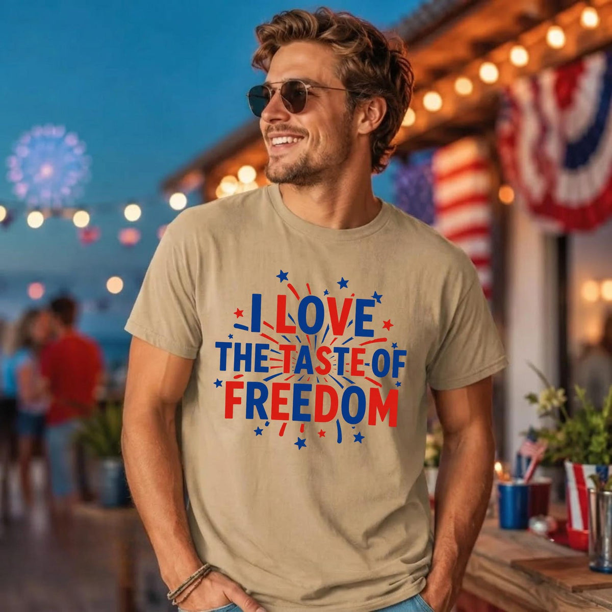 Funny 4th Of July Couples Shirts, I Love The Taste of Freedom Couples Matching Tee, Fireworks Shirt, Patriotic Husband Wife