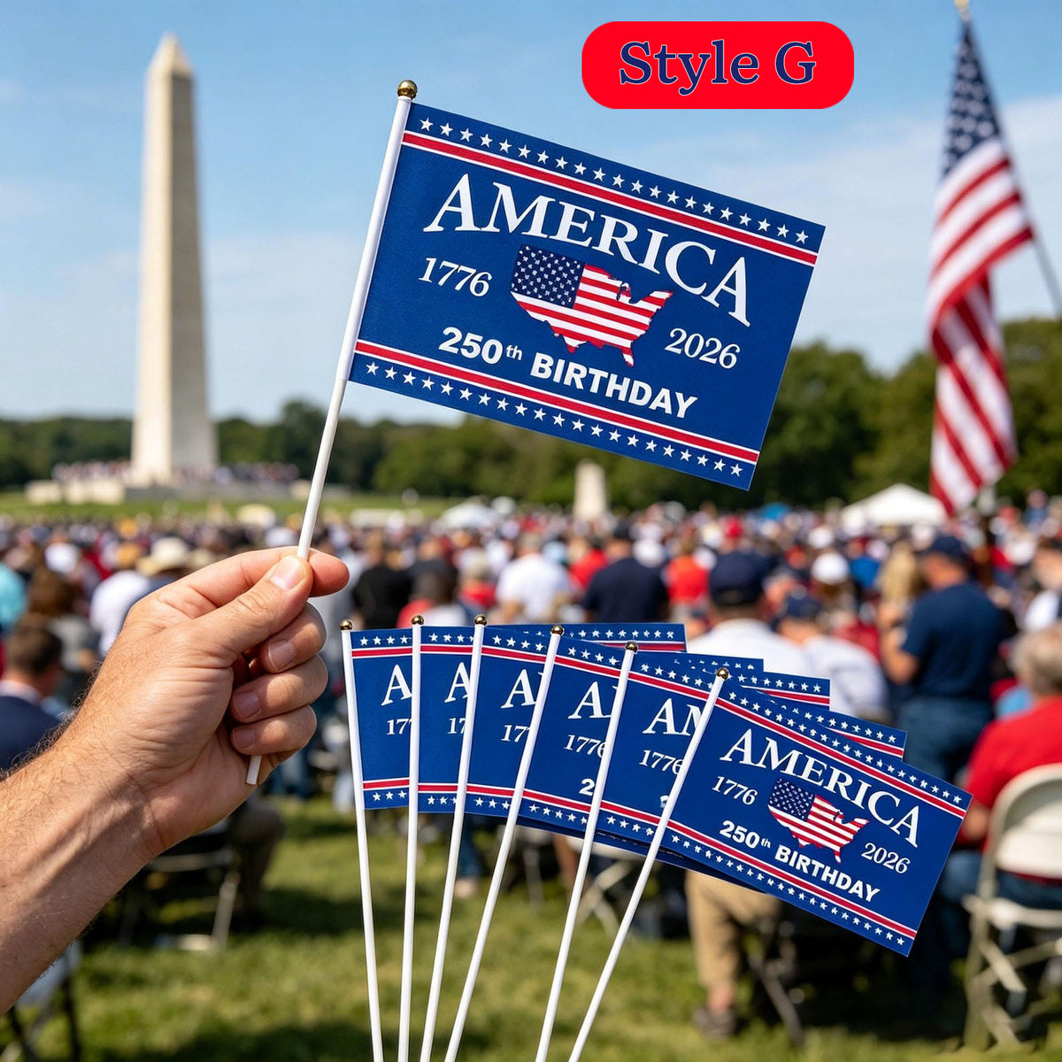 US 250th Anniversary Handheld Flags, Patriotic Souvenir Waving Flags USA Patriotic Handheld Flags for 4th of July Outside Decorations