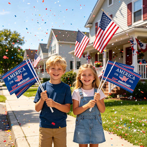 US 250th Anniversary Handheld Flags, Patriotic Souvenir Waving Flags USA Patriotic Handheld Flags for 4th of July Outside Decorations