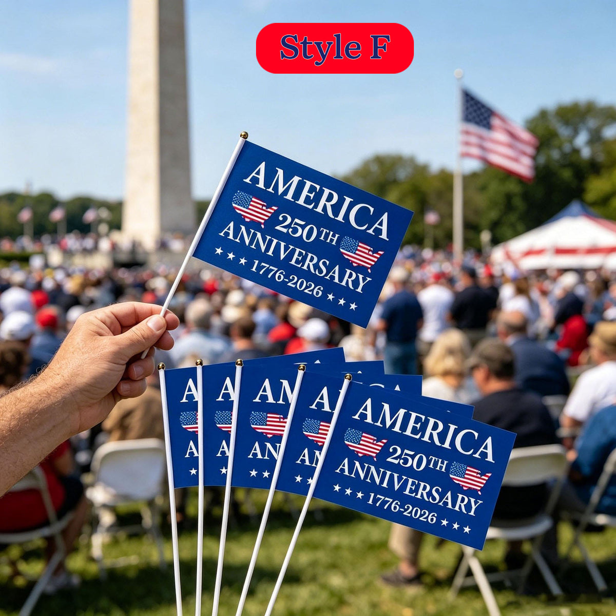 US 250th Anniversary Handheld Flags, Patriotic Souvenir Waving Flags USA Patriotic Handheld Flags for 4th of July Outside Decorations