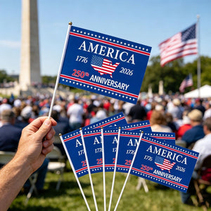 US 250th Anniversary Handheld Flags, Patriotic Souvenir Waving Flags USA Patriotic Handheld Flags for 4th of July Outside Decorations