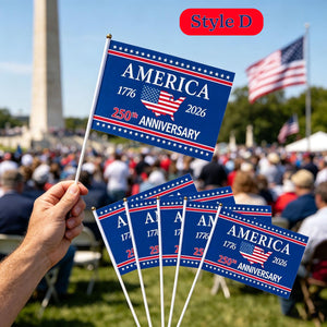 US 250th Anniversary Handheld Flags, Patriotic Souvenir Waving Flags USA Patriotic Handheld Flags for 4th of July Outside Decorations