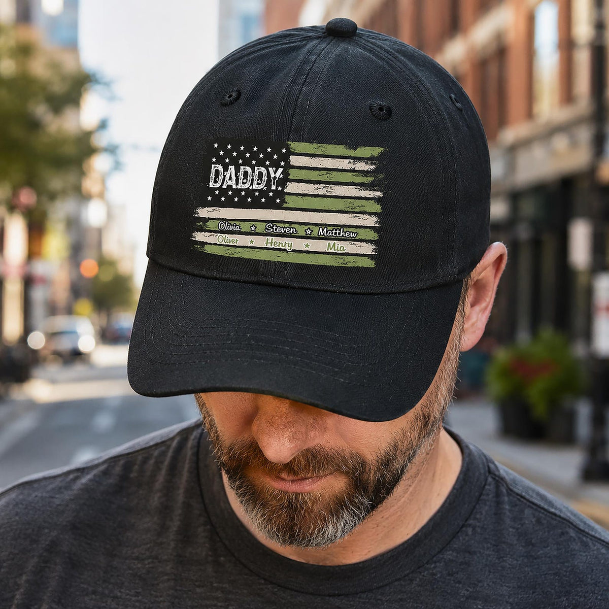 Personalized Grandpa Hat With Grandkids Names, Custom American Flag Cap, Father's Day Gift For Grandpa, Grandpa Birthday Gift, Papa Hat