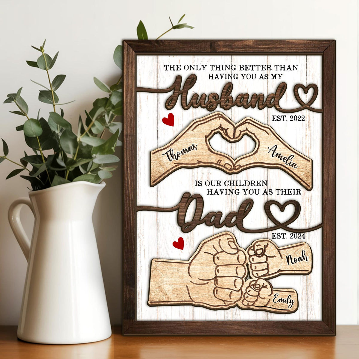 Father's Day Gifts For Dad, Custom Fist Bump Sign Gift for Husband, Dad Sign with Kids Names