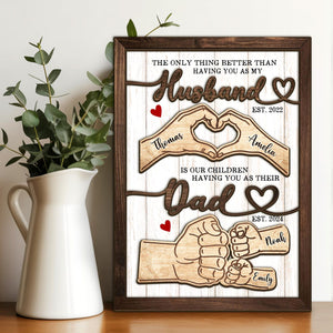 Father's Day Gifts For Dad, Custom Fist Bump Sign Gift for Husband, Dad Sign with Kids Names