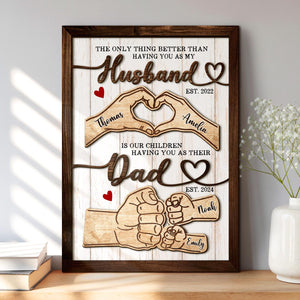 Father's Day Gifts For Dad, Custom Fist Bump Sign Gift for Husband, Dad Sign with Kids Names