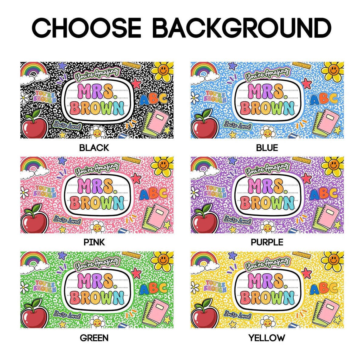 Custom Teacher Composition Book Desk Mat, Custom Teacher Mouse Pad, Back To School, Teacher Appreciation Gift from Student, End of Year Gift