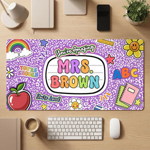 Custom Teacher Composition Book Desk Mat, Custom Teacher Mouse Pad, Back To School, Teacher Appreciation Gift from Student, End of Year Gift