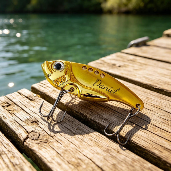 custom fishing lures father& 39 Personalized Engraved Lure Gift Message Keepsake for Available in two colors Gold and Silver Watch: Angler Catches Bass on