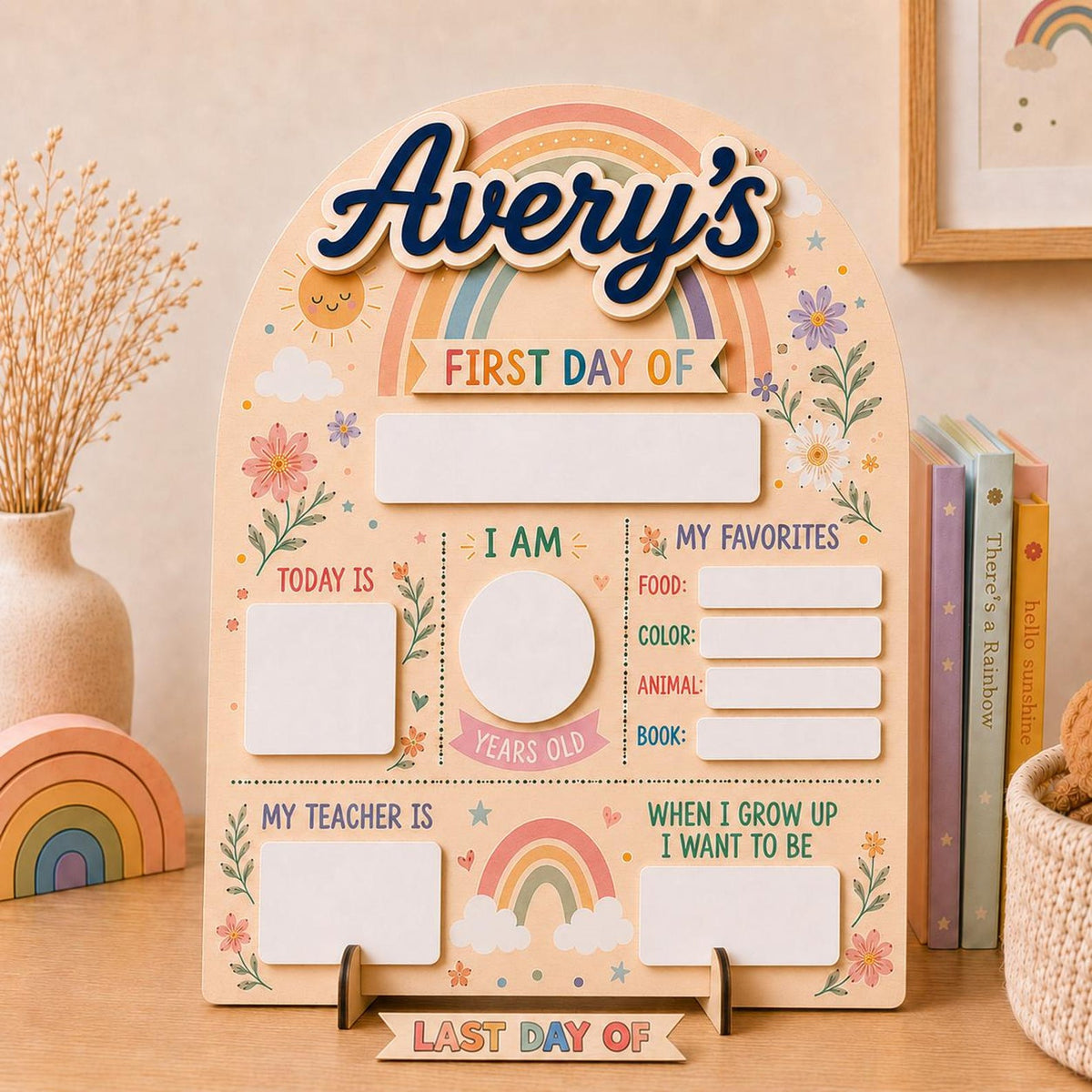 Personalized First and Last Day of School Sign, Back to School Board Kids Gift, Preschool Kindergarten 1st Day of School Photo