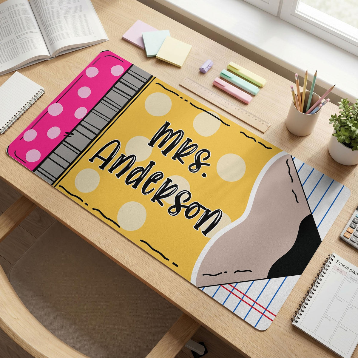 Personalized Teacher Desk Mat, Custom Teacher Pencil Desk Mat With Name, Teacher Gifts, Back To School Gift, Teacher Appreciation Gift