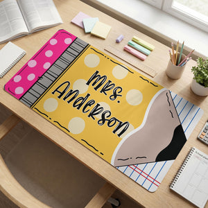 Personalized Teacher Desk Mat, Custom Teacher Pencil Desk Mat With Name, Teacher Gifts, Back To School Gift, Teacher Appreciation Gift