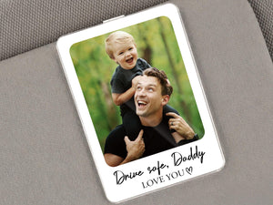 Personalized Car Visor Clip Gift for Dad, First Father s Day Drive Safe Daddy Gifts, Custom Photo Sun Visor Clip, Unique Dad Gifts from Kids