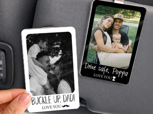 Personalized Car Visor Clip Gift for Dad, First Father s Day Drive Safe Daddy Gifts, Custom Photo Sun Visor Clip, Unique Dad Gifts from Kids