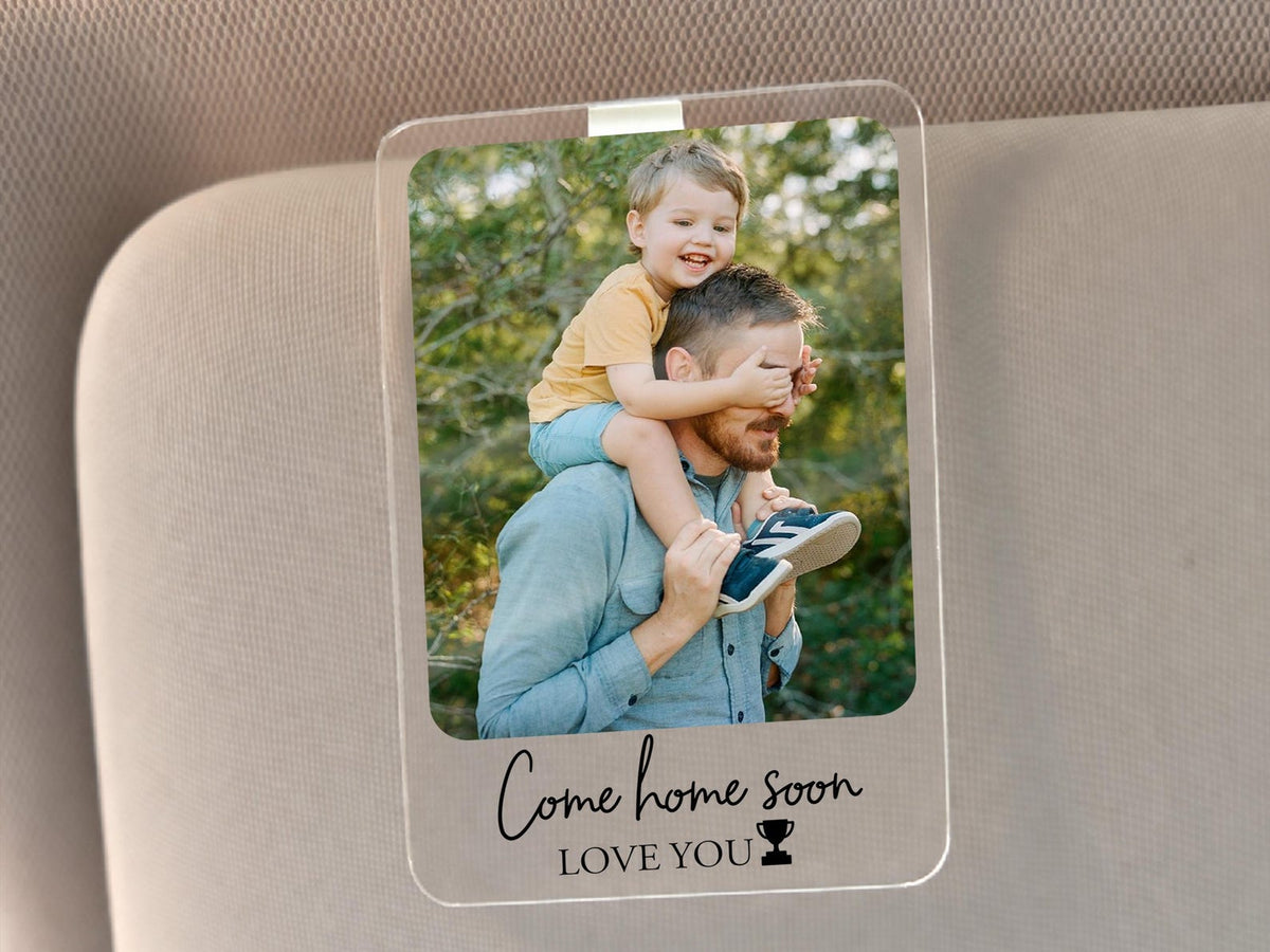 Personalized Car Visor Clip Gift for Dad, First Father s Day Drive Safe Daddy Gifts, Custom Photo Sun Visor Clip, Unique Dad Gifts from Kids