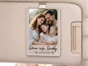 Personalized Car Visor Clip Gift for Dad, First Father s Day Drive Safe Daddy Gifts, Custom Photo Sun Visor Clip, Unique Dad Gifts from Kids