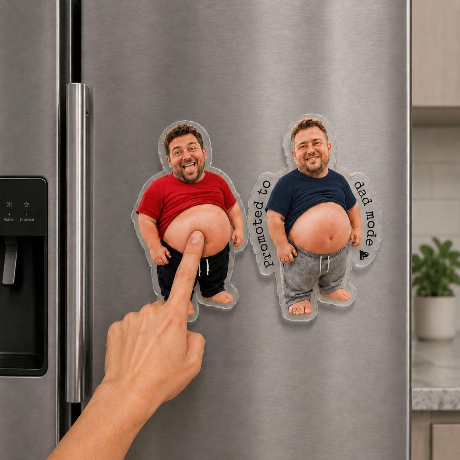 Funny Daddy Face Squishy Belly Fridge Magnet, Personalized Father's Day Gift For Husband, Custom Dad Photo Magnet, Gift From Son Daughter