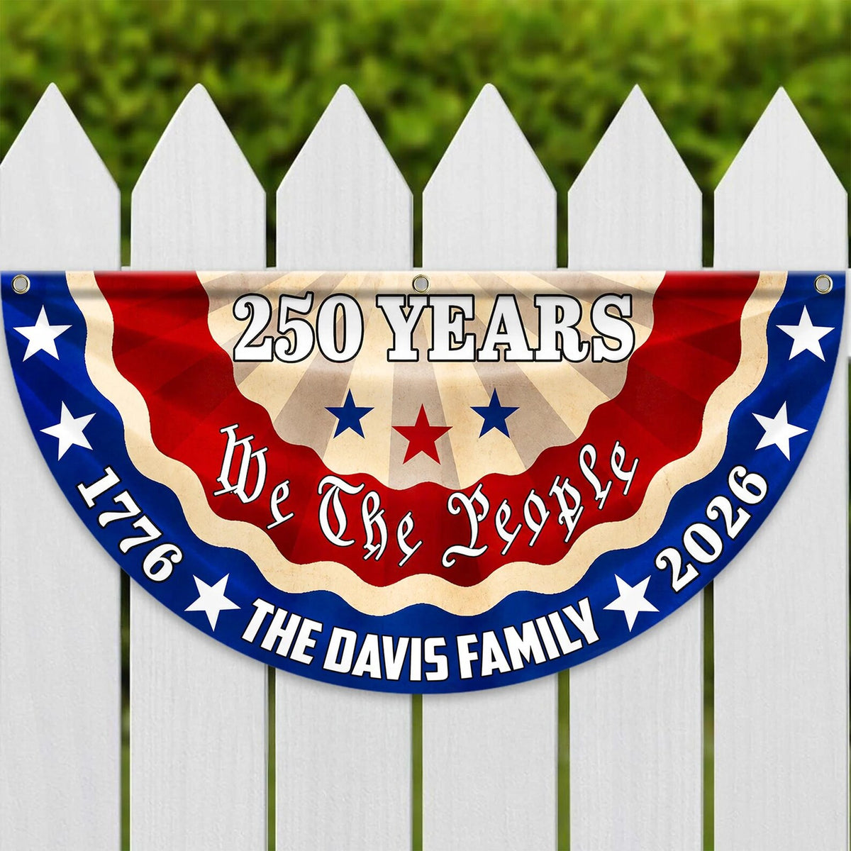 USA Semiquincentennial Banner,1776-2026 Patriotic Fence Decor, We The People 250th Anniversary Sign