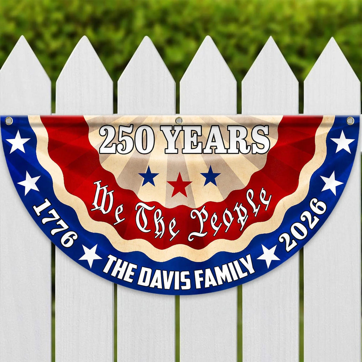 USA Semiquincentennial Banner,1776-2026 Patriotic Fence Decor, We The People 250th Anniversary Sign