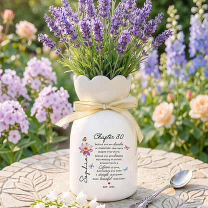 80th Birthday Gift For Women, Custom Birth Flower Vase, Personalized 80th Birthday Vase, Chapter 80 Gift