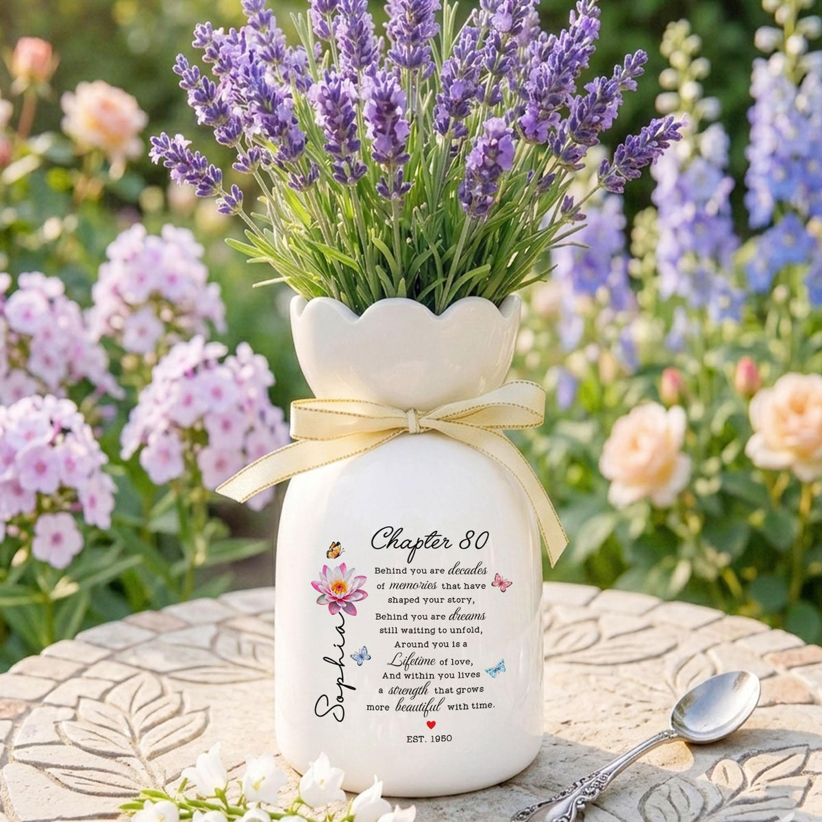80th Birthday Gift For Women, Custom Birth Flower Vase, Personalized 80th Birthday Vase, Chapter 80 Gift