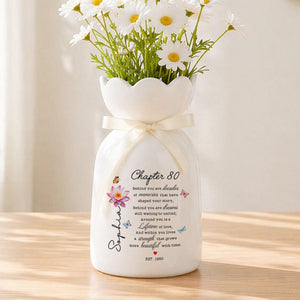 80th Birthday Gift For Women, Custom Birth Flower Vase, Personalized 80th Birthday Vase, Chapter 80 Gift