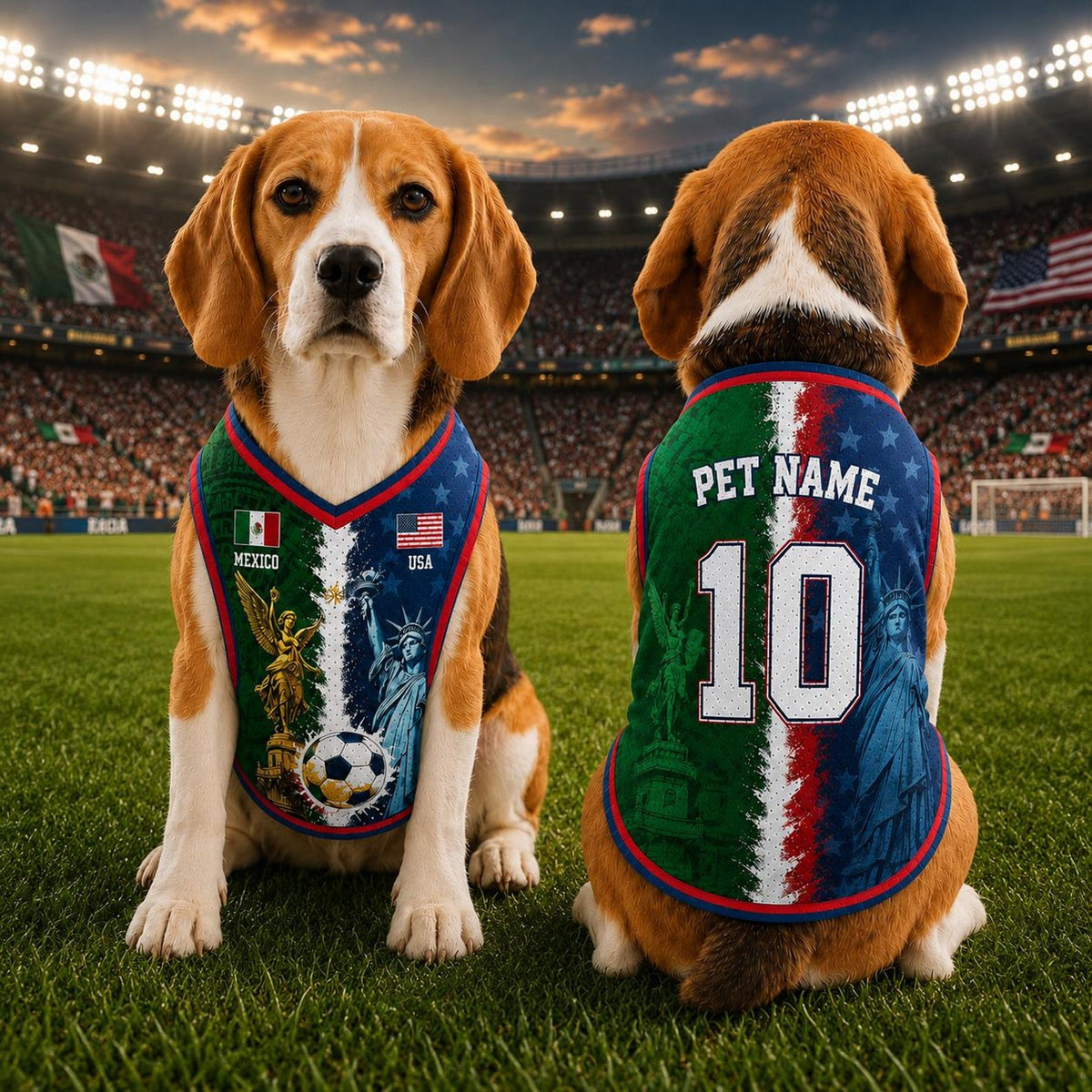 Custom Half USA Half Mexico Pet Jersey, Personalized Soccer Jersey, Mexico USA Binational Pet Jersey, Pet Gift Jersey