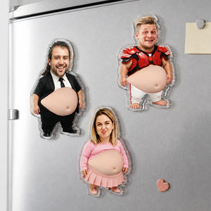 Personalized Dad Squeeze Belly Magnet, Funny Fridge Gift for Dad Father's Day Gift for Dad, Husband Photo Magnet, Funny Kitchen Decor