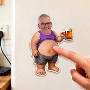 Personalized Funny Dad s Grilling Face Squishy Belly Fridge Magnet, Father's Day Gift For Husband, Custom Dad Photo Squeeze Magnet, Kitchen