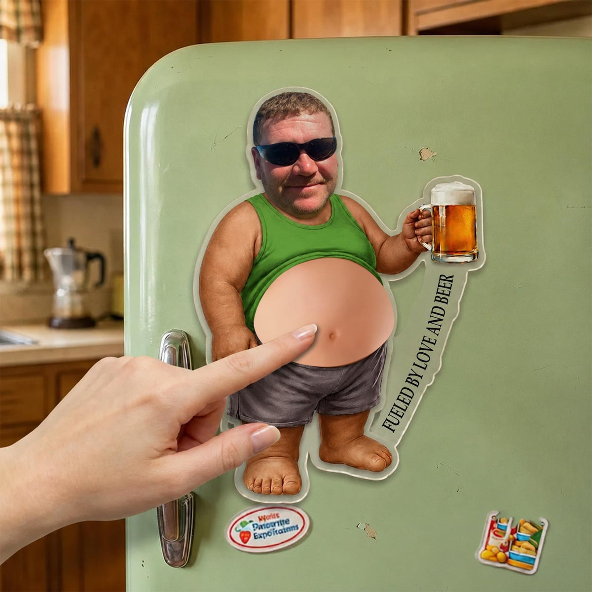 Personalized Funny Dad s Grilling Face Squishy Belly Fridge Magnet, Father's Day Gift For Husband, Custom Dad Photo Squeeze Magnet, Kitchen